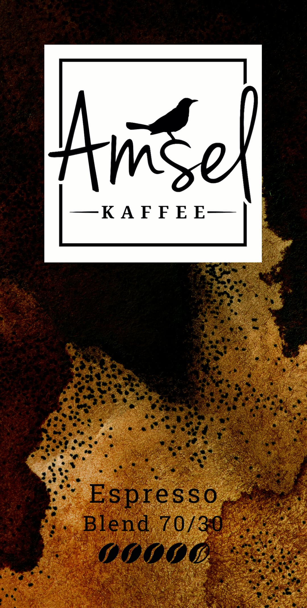 Espresso Blend 70/30 von Amsel Kaffee – kräftiger Full City Blend mit würzigen Robusta-Noten, Karamellsüße und langem Abgang